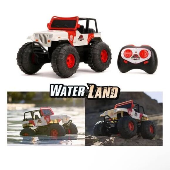 NEW Jurassic World 10.5" Jeep Wrangler Water and Land RC Radio Control Car - Picture 3 of 10